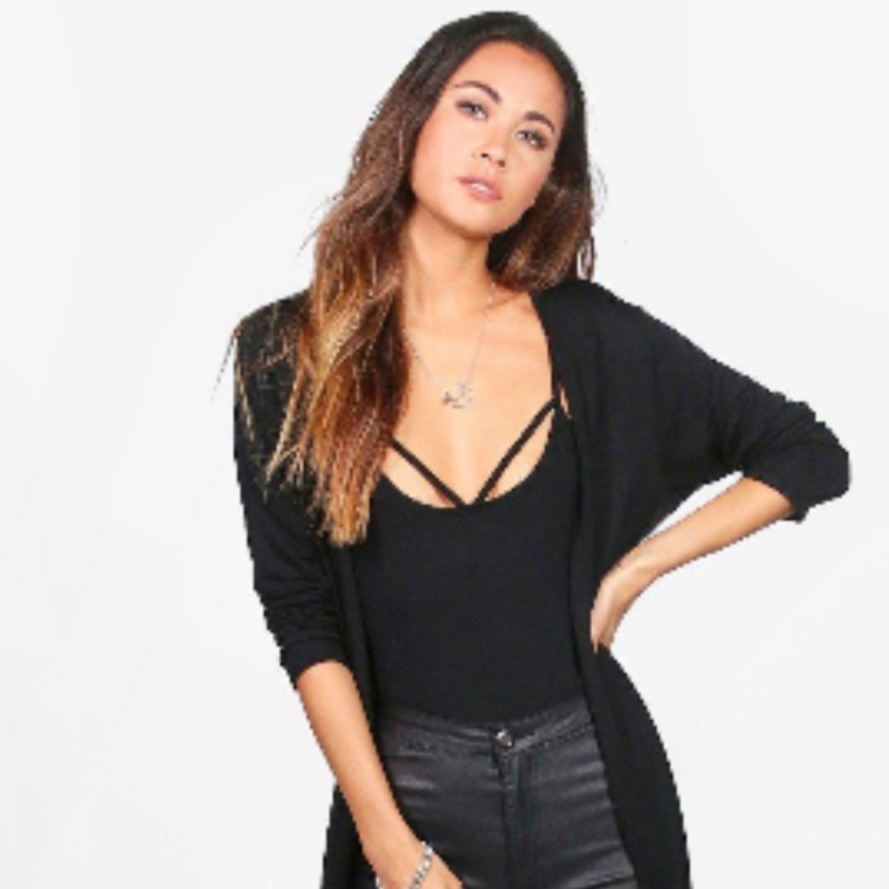 Black Long Line Duster, Tunic, Size S/M